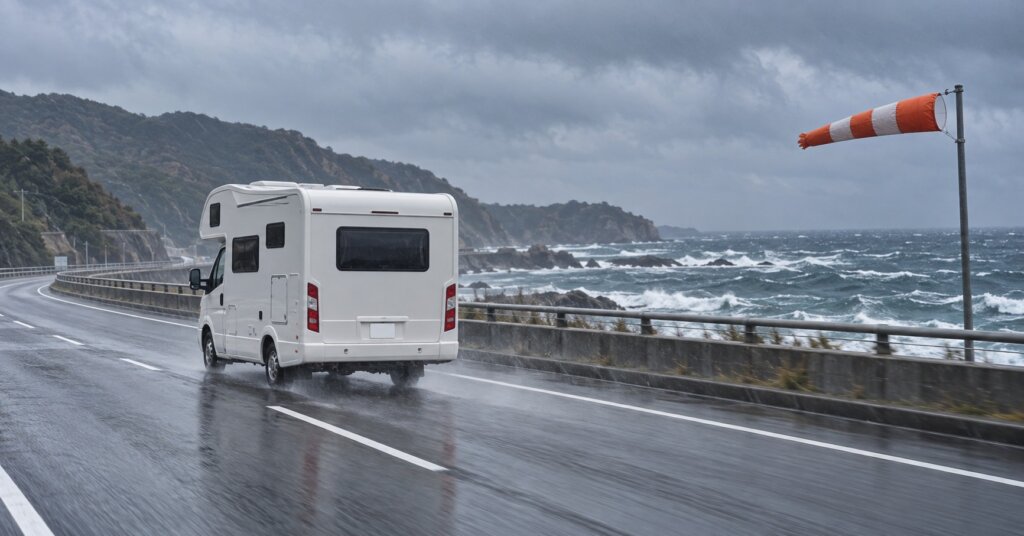 高速道路が強風で止まる基準は10分間平均20m/s｜キャンピングカーの横風