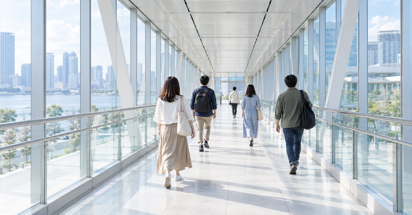 みなとみらい駅の連絡口からパシフィコ横浜へ向かう通路