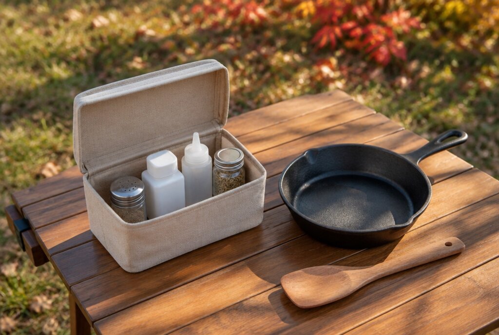 キャンプの調味料入れは4本で組む|ケース3品とボトル3品【2026年版】